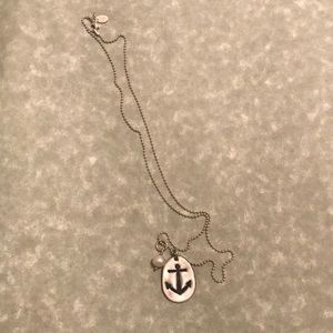 Hand-crafted anchor necklace with salt water pearl